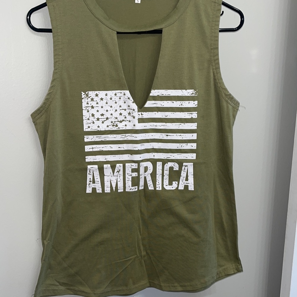 American flag tank top sleeve less